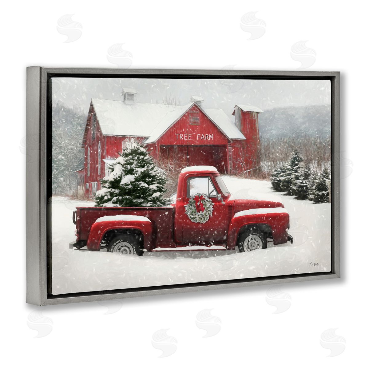 Lori Deiter Festive Tree Farm Pickup Canvas Wall Art Print