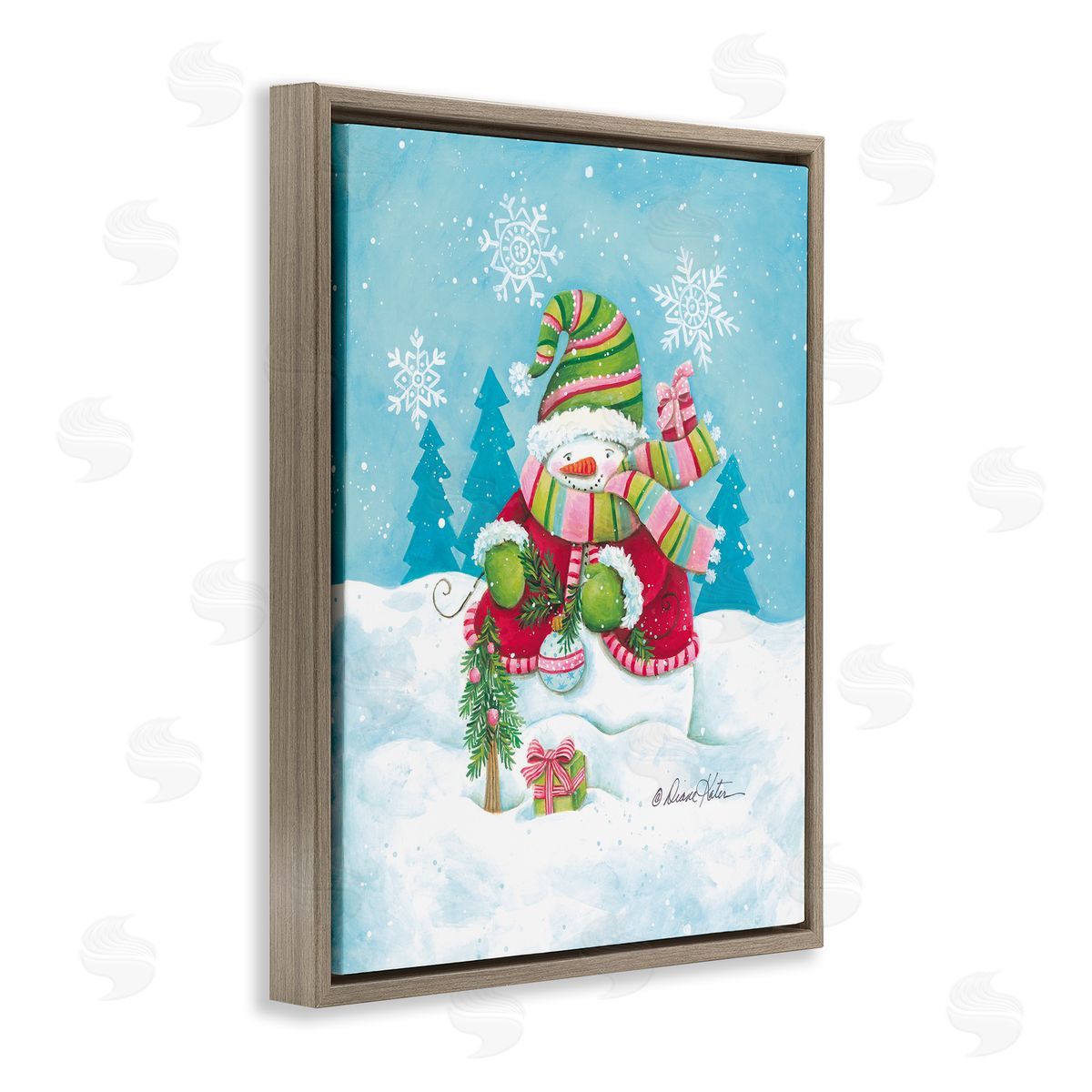 Diane Kater Traditional Festive Snowman Canvas Wall Art Print