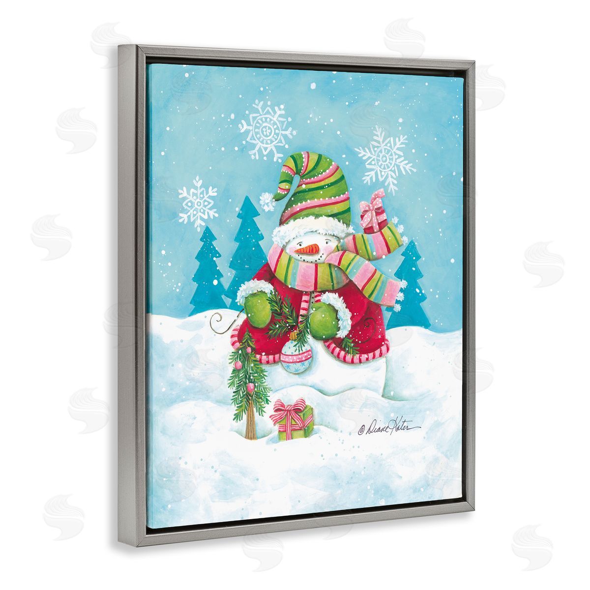 Diane Kater Traditional Festive Snowman Canvas Wall Art Print