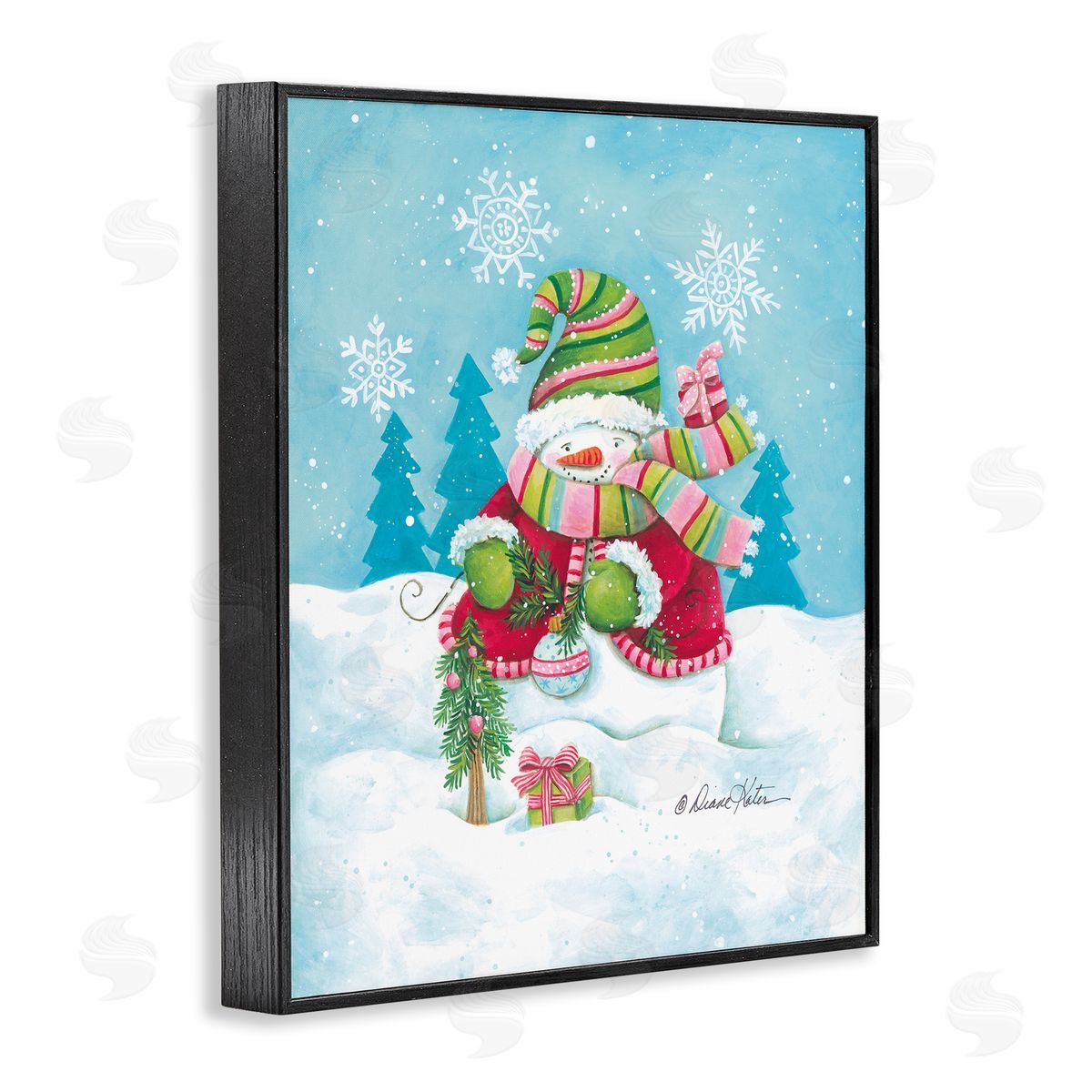 Diane Kater Traditional Festive Snowman Canvas Wall Art Print