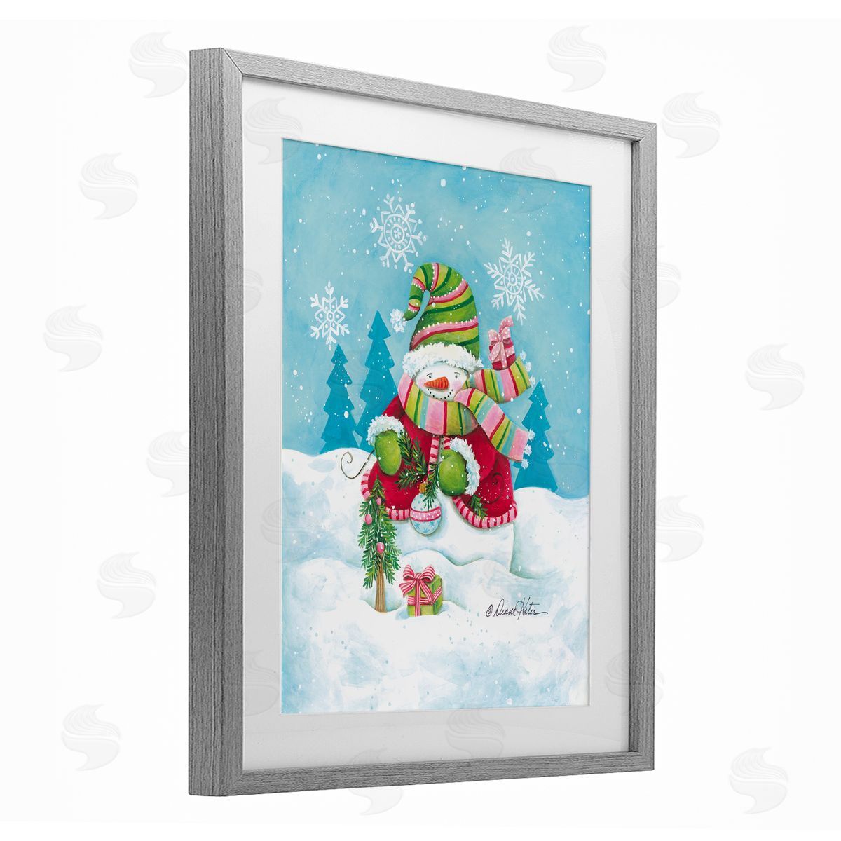 Diane Kater Traditional Festive Snowman Canvas Wall Art Print