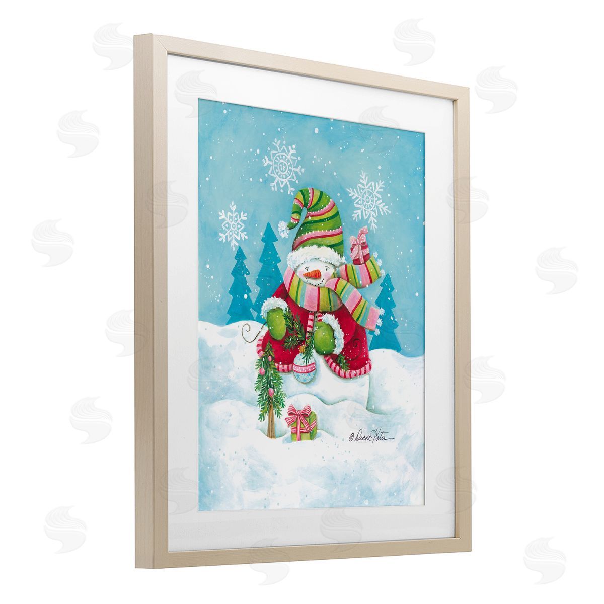 Diane Kater Traditional Festive Snowman Canvas Wall Art Print