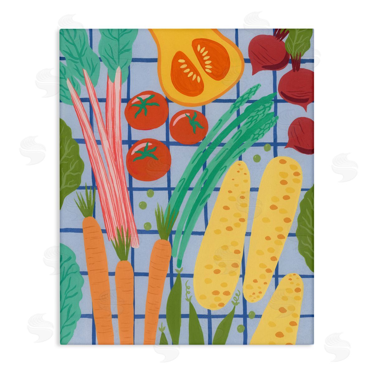 Courtney Haley Veggie Harvest on Checkered Canvas Wall Art Print