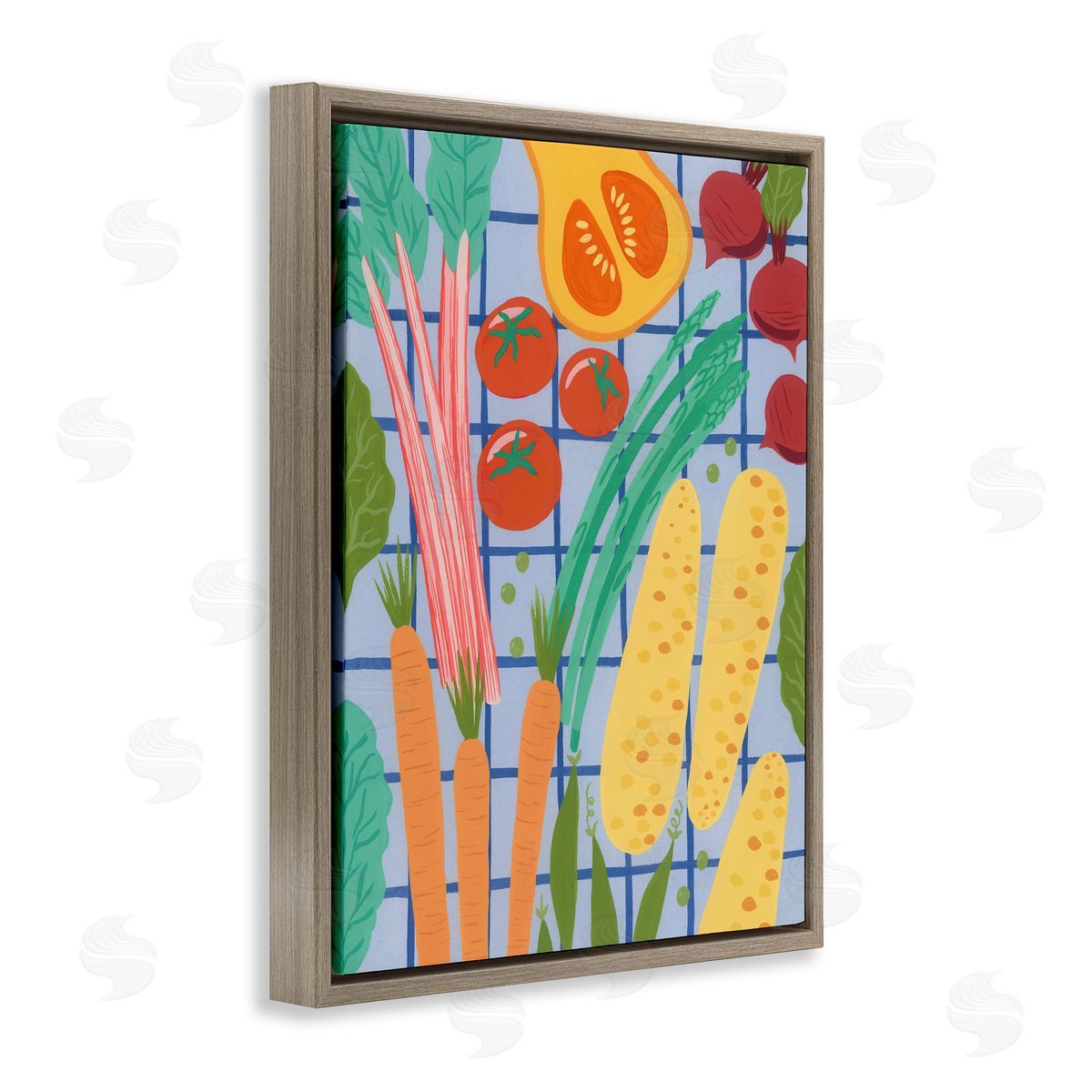 Courtney Haley Veggie Harvest on Checkered Canvas Wall Art Print
