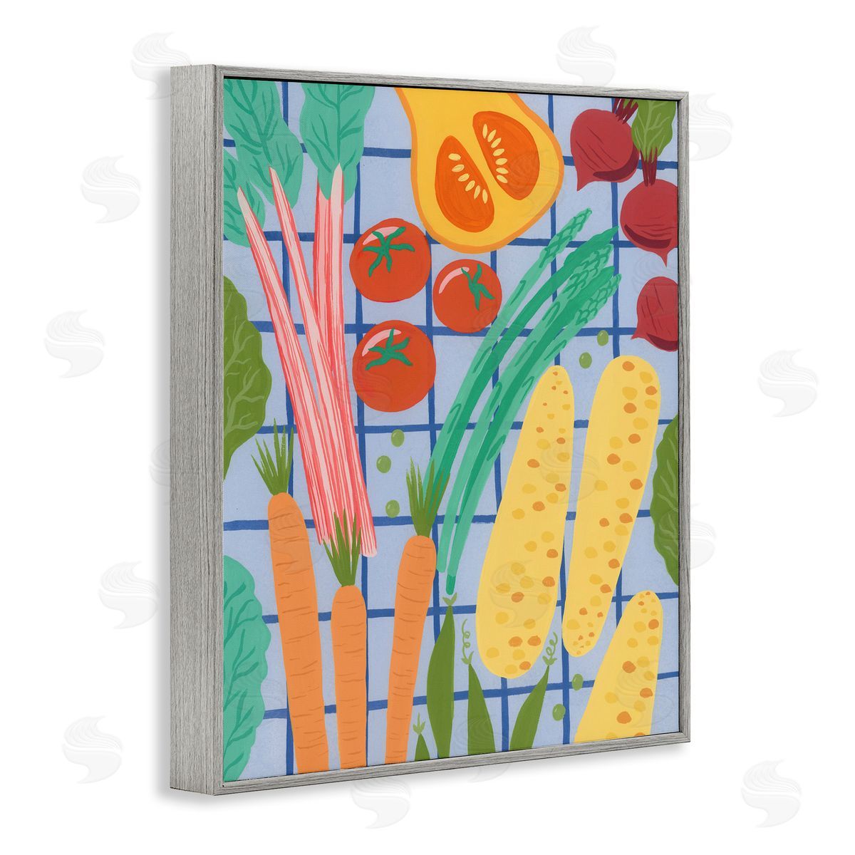 Courtney Haley Veggie Harvest on Checkered Canvas Wall Art Print