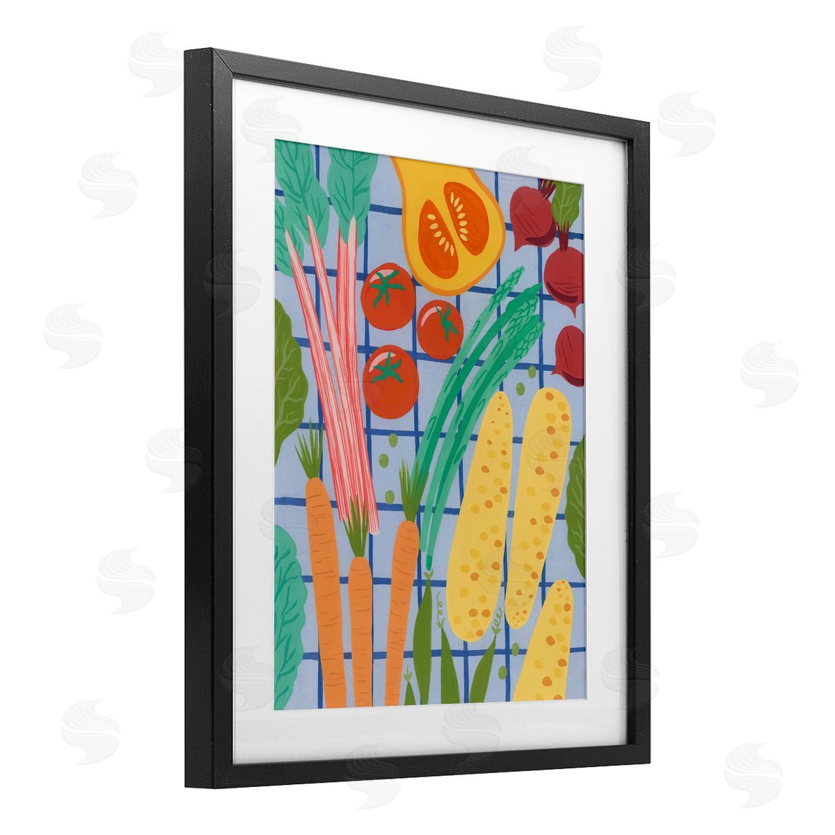 Courtney Haley Veggie Harvest on Checkered Canvas Wall Art Print