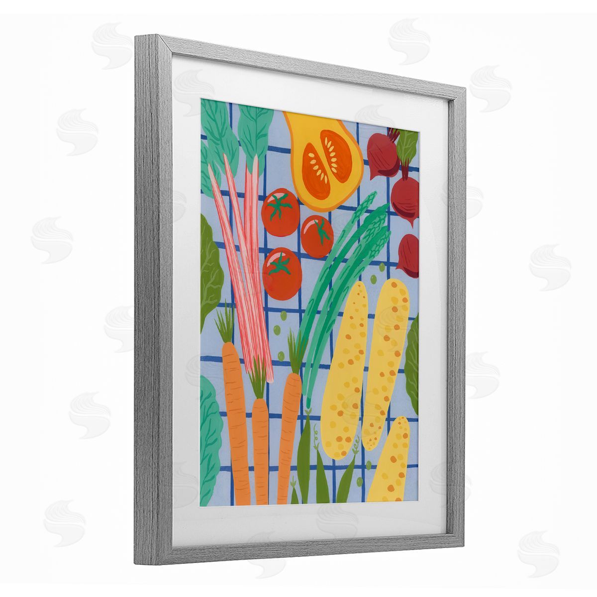 Courtney Haley Veggie Harvest on Checkered Canvas Wall Art Print