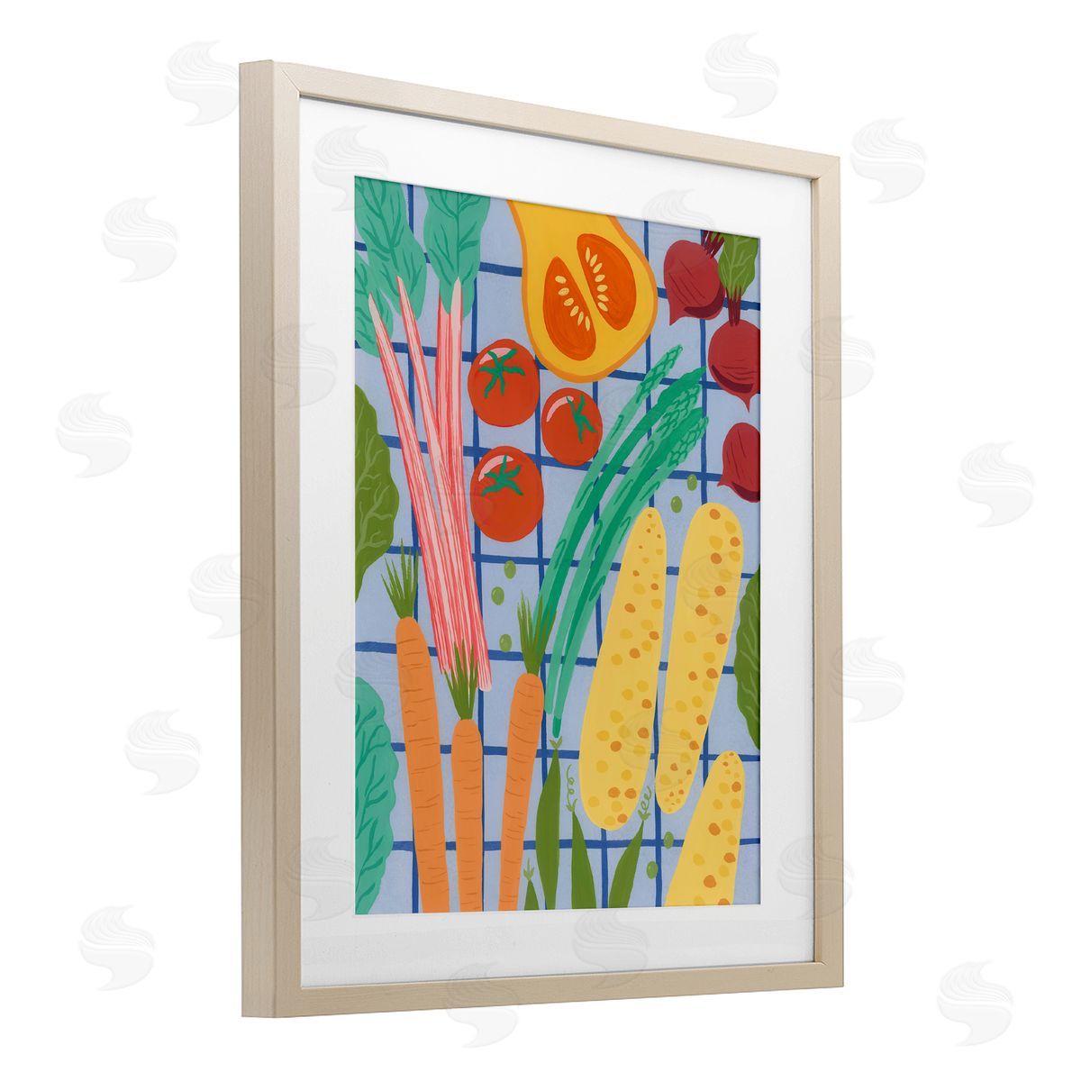 Courtney Haley Veggie Harvest on Checkered Canvas Wall Art Print