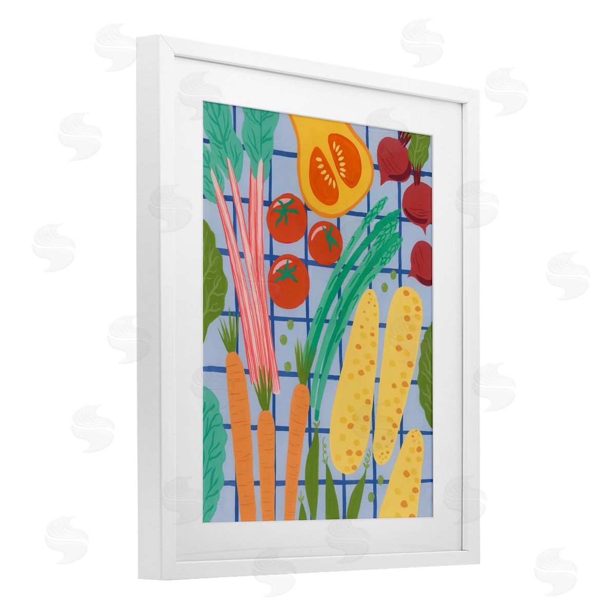 Courtney Haley Veggie Harvest on Checkered Canvas Wall Art Print