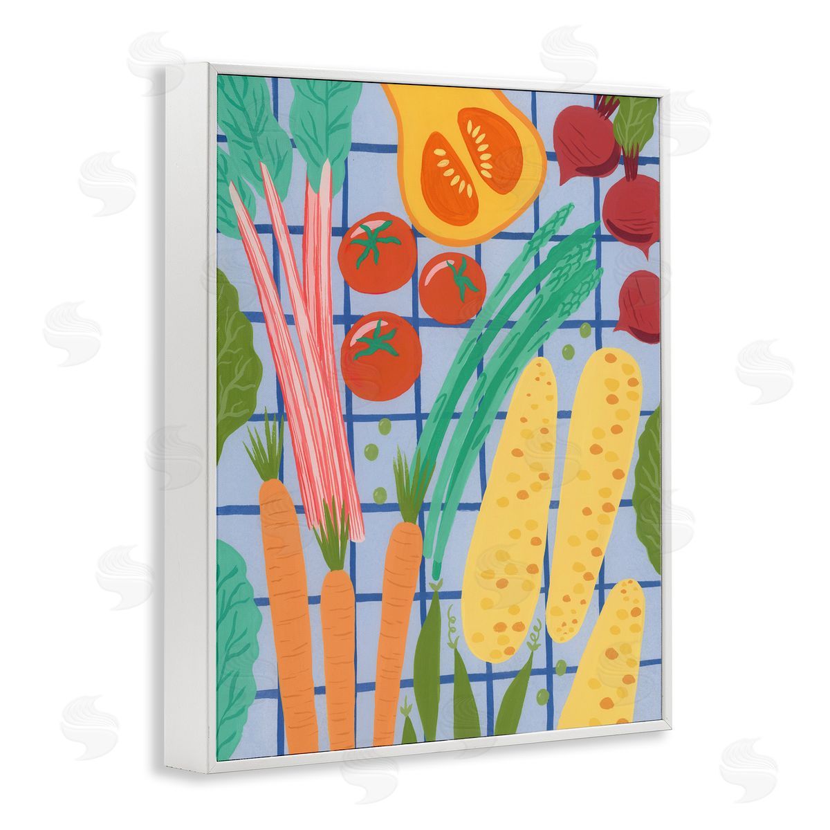 Courtney Haley Veggie Harvest on Checkered Canvas Wall Art Print