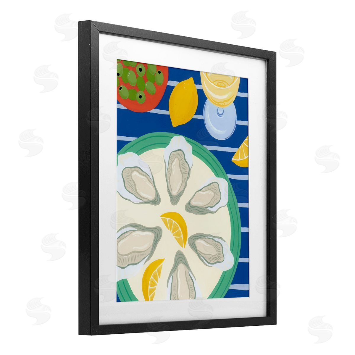 Courtney Haley Oyster Plate on Stripes Canvas Wall Art Print