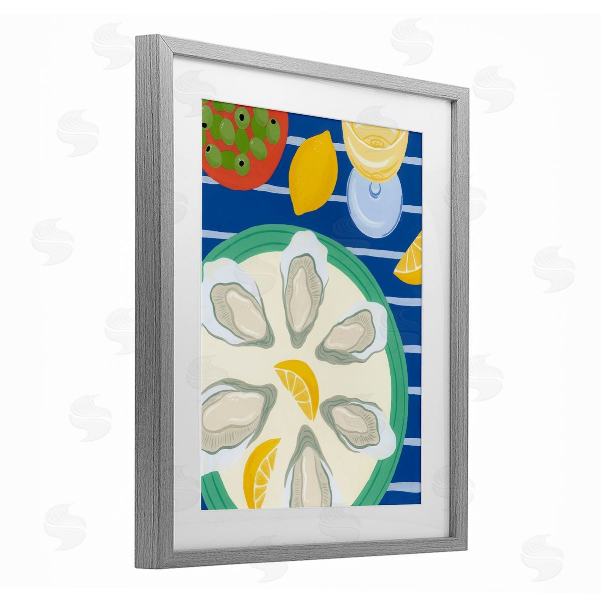 Courtney Haley Oyster Plate on Stripes Canvas Wall Art Print