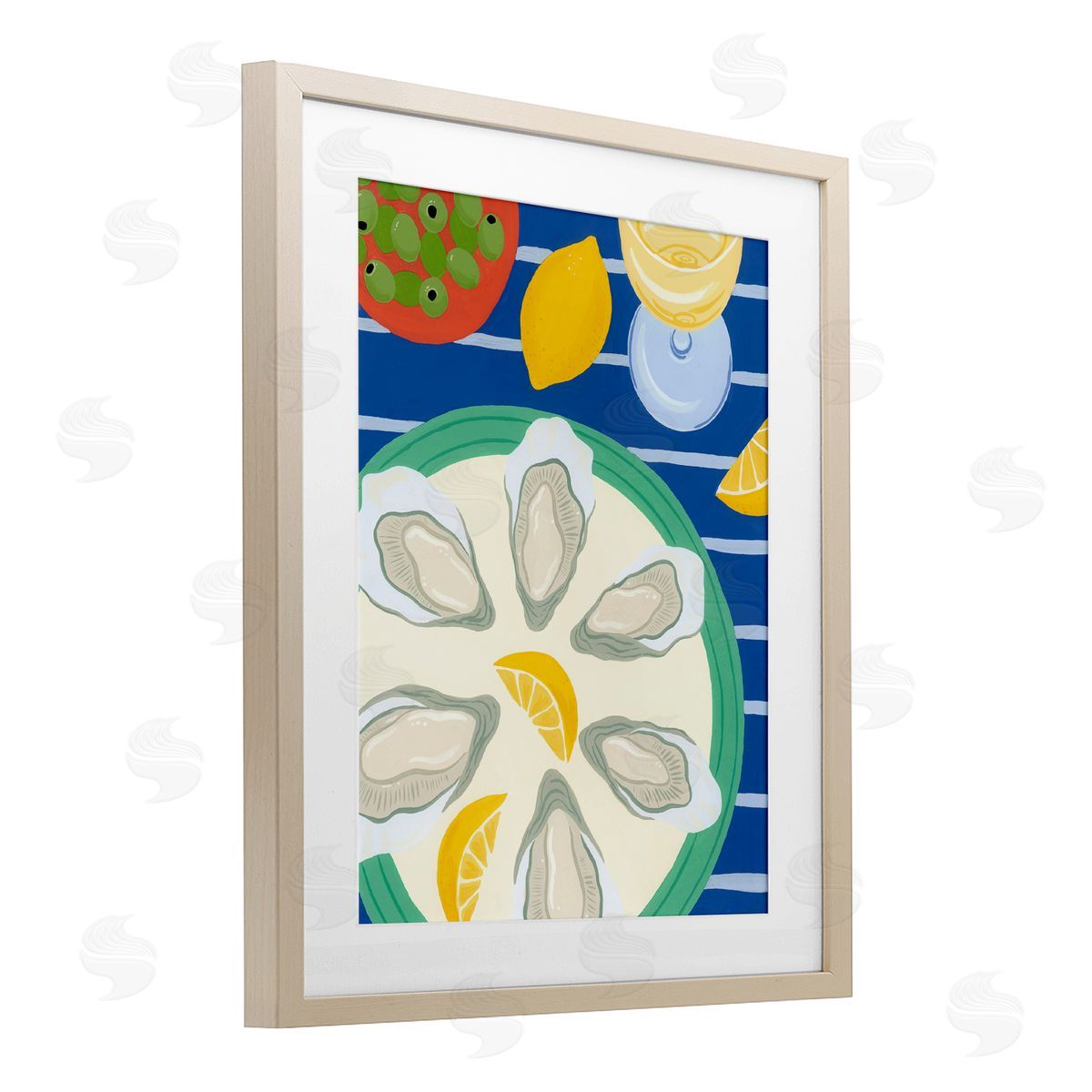 Courtney Haley Oyster Plate on Stripes Canvas Wall Art Print