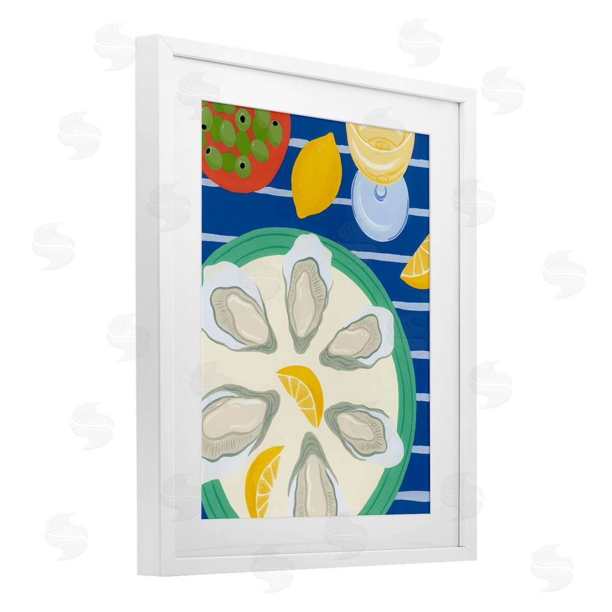 Courtney Haley Oyster Plate on Stripes Canvas Wall Art Print