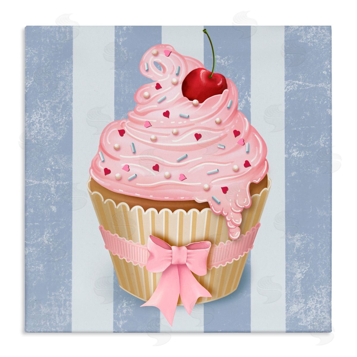 Lori Mosley Pastel Cupcake with Bow Canvas Wall Art Print