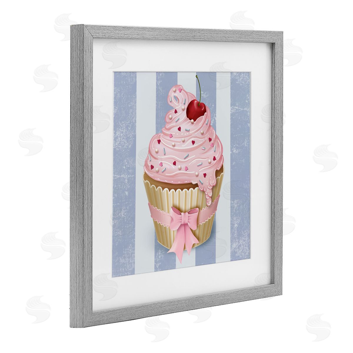 Lori Mosley Pastel Cupcake with Bow Canvas Wall Art Print
