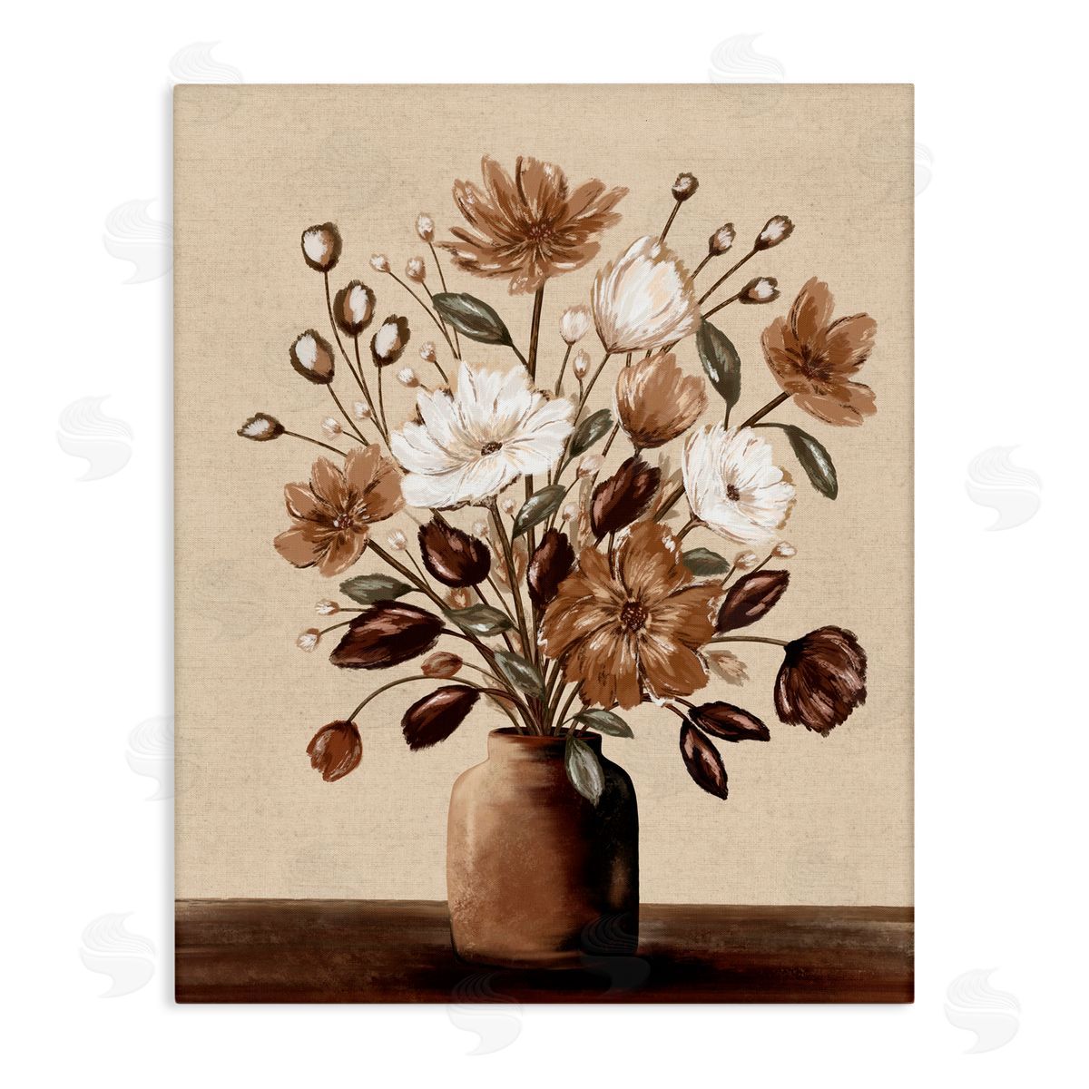 Kristen Dalpiaz Mocha Hued Vase Canvas Wall Art Print
