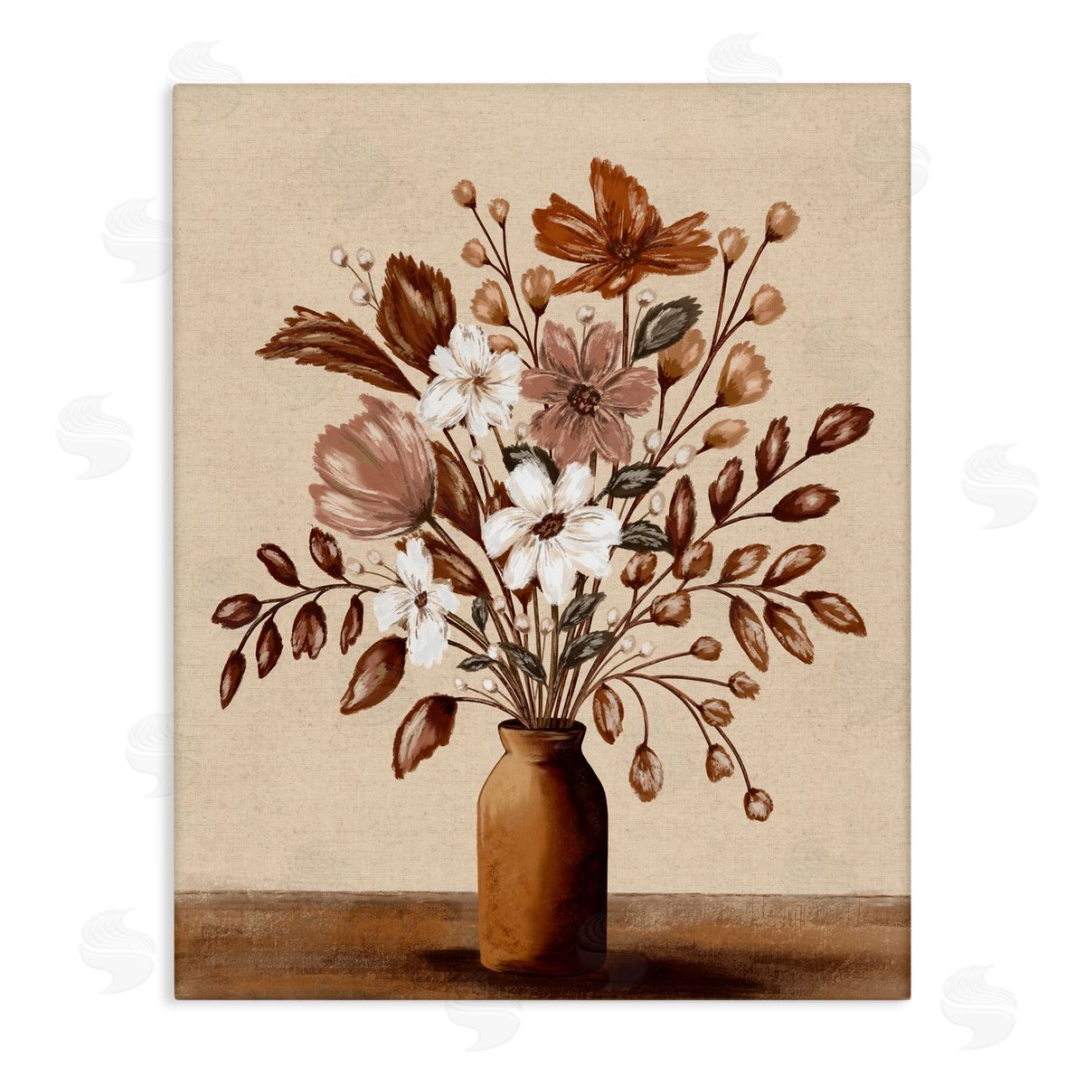 Kristen Dalpiaz Mocha Flower Vase Canvas Wall Art Print