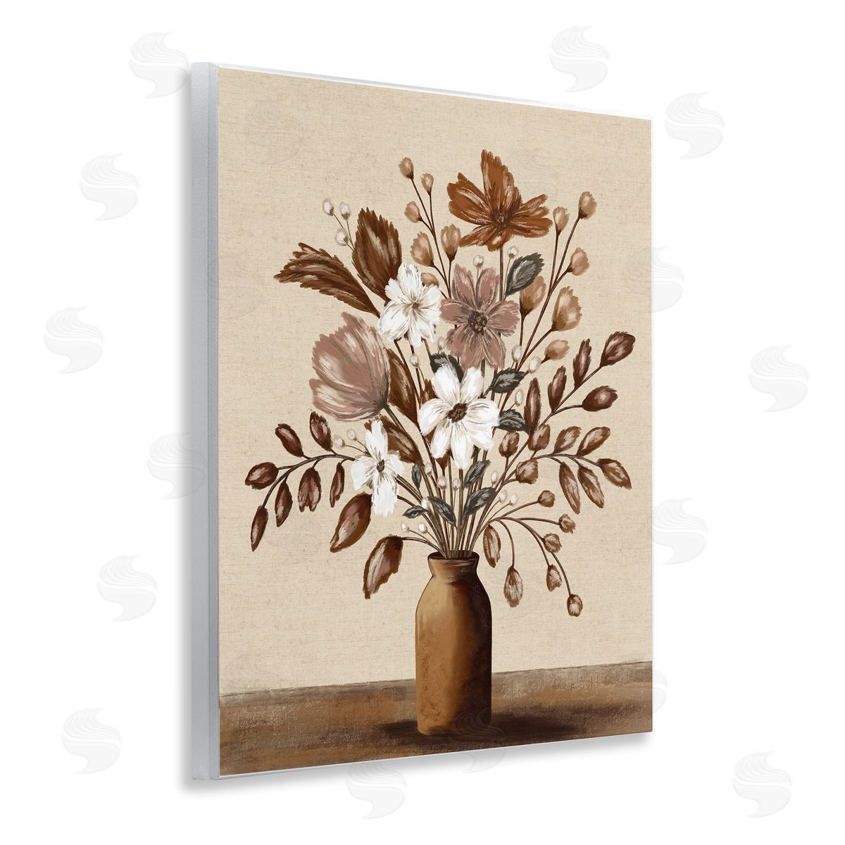 Kristen Dalpiaz Mocha Flower Vase Canvas Wall Art Print