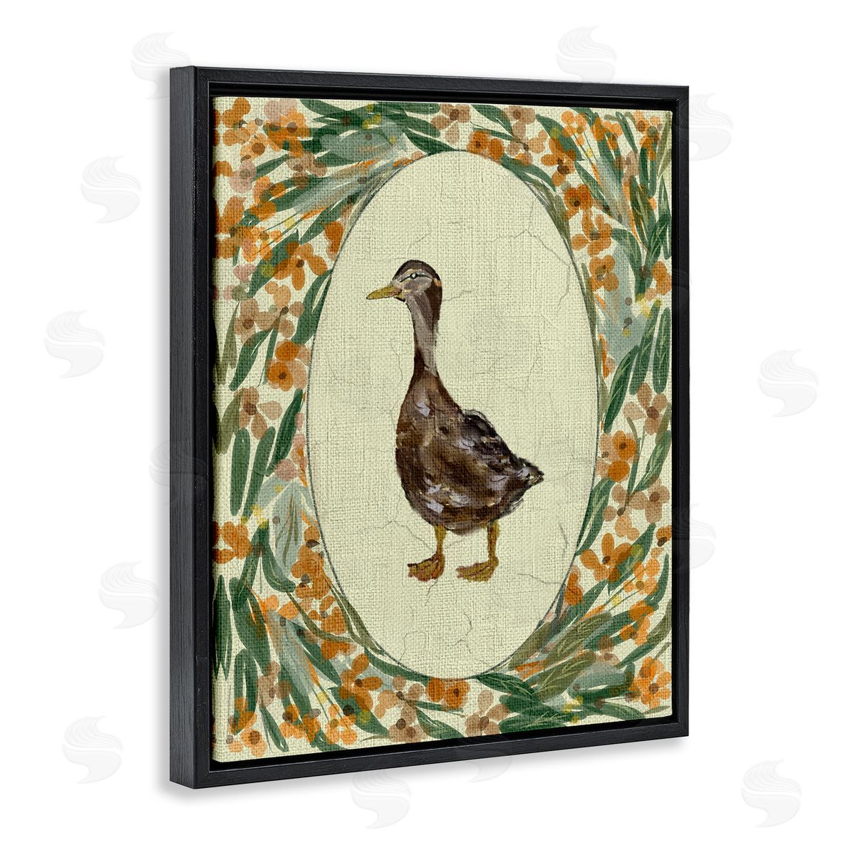 Yen Traditional Floral Duck Portrait Canvas Wall Art Print
