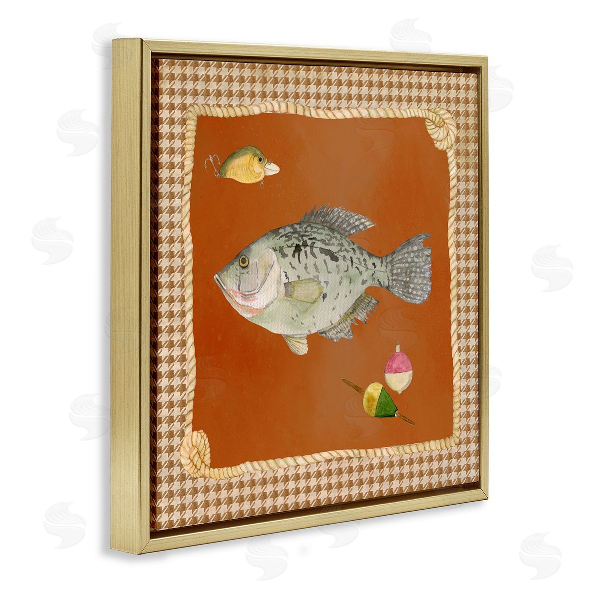 Lee Ann Sanders Fishing Life over Houndstooth Canvas Wall Art Print