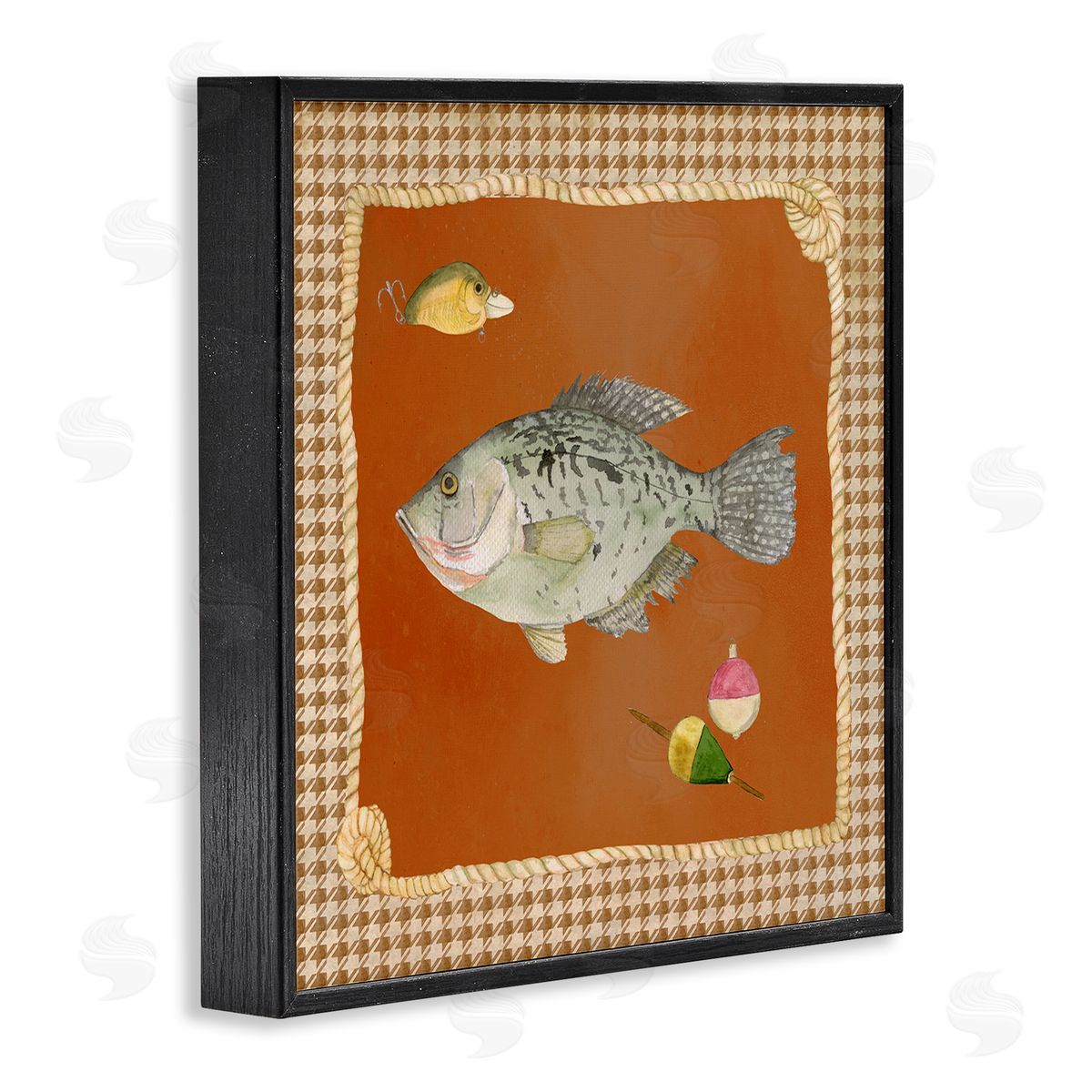 Lee Ann Sanders Fishing Life over Houndstooth Canvas Wall Art Print