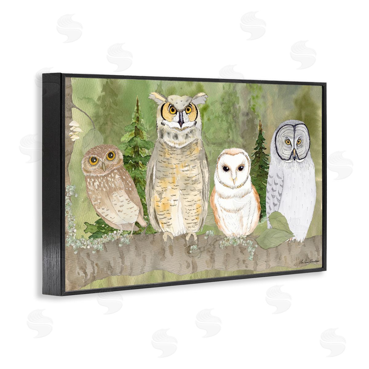 Lee Ann Sanders Forest Owls on Perch Canvas Wall Art Print
