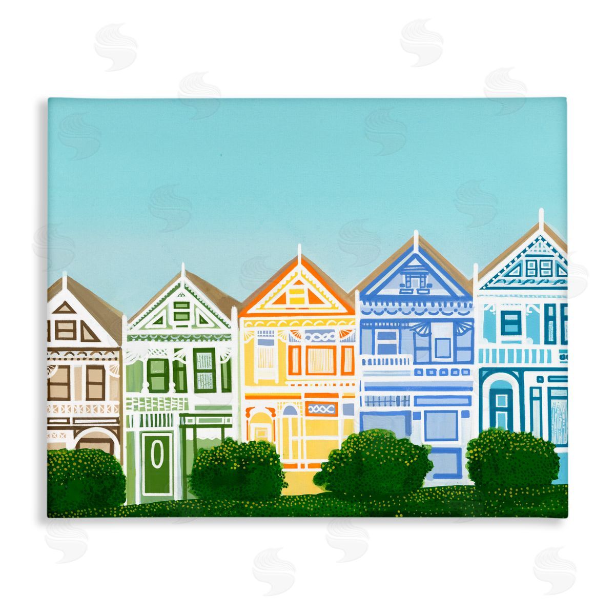 Evelyn Coleman Painted Ladies Houses Canvas Wall Art Print