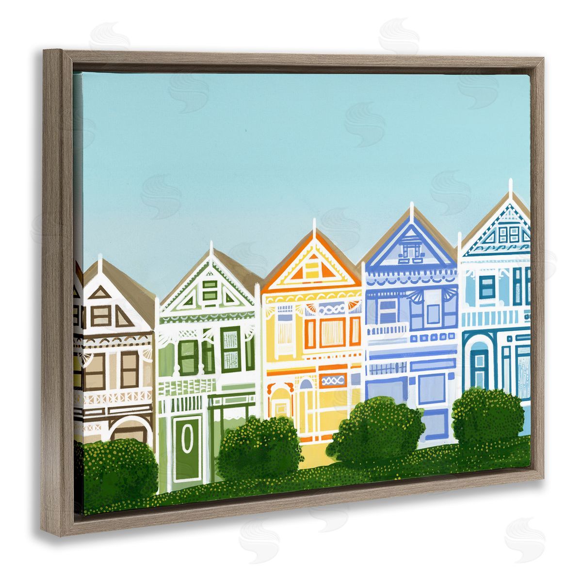 Evelyn Coleman Painted Ladies Houses Canvas Wall Art Print