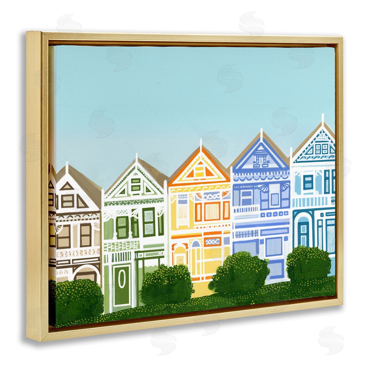 Evelyn Coleman Painted Ladies Houses Canvas Wall Art Print