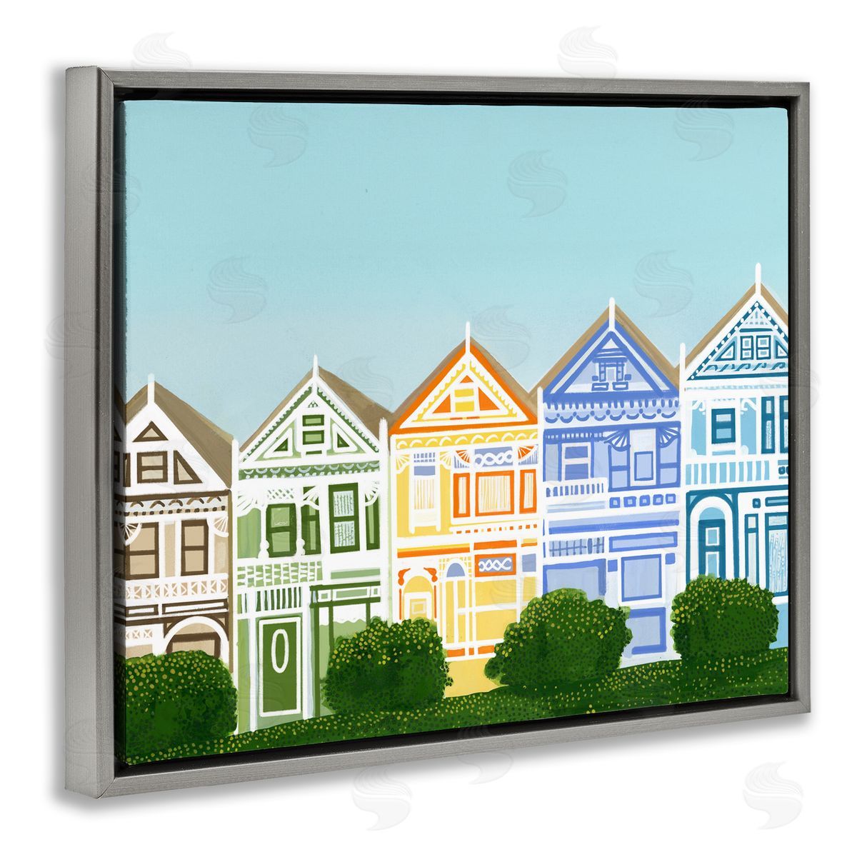 Evelyn Coleman Painted Ladies Houses Canvas Wall Art Print
