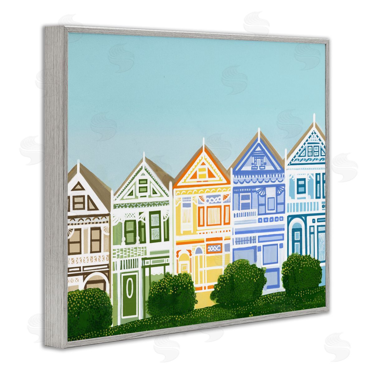 Evelyn Coleman Painted Ladies Houses Canvas Wall Art Print