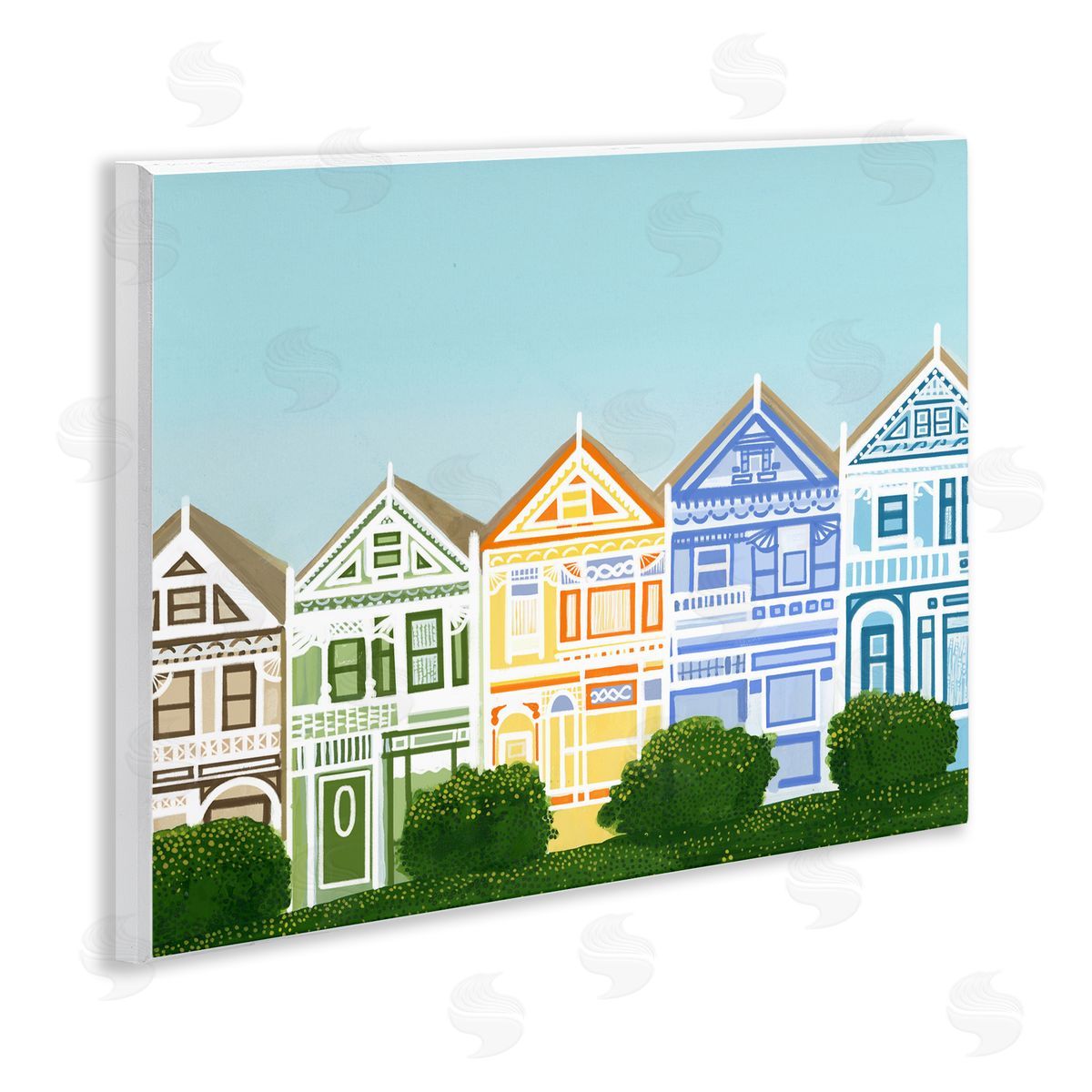 Evelyn Coleman Painted Ladies Houses Canvas Wall Art Print