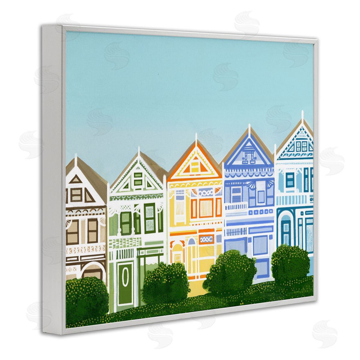 Evelyn Coleman Painted Ladies Houses Canvas Wall Art Print