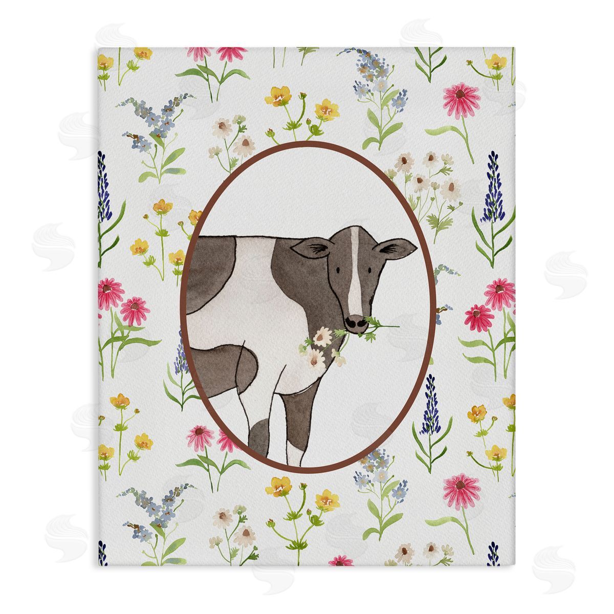 Nina Jacobs Farm Friends Cow & Herbs Canvas Wall Art Print