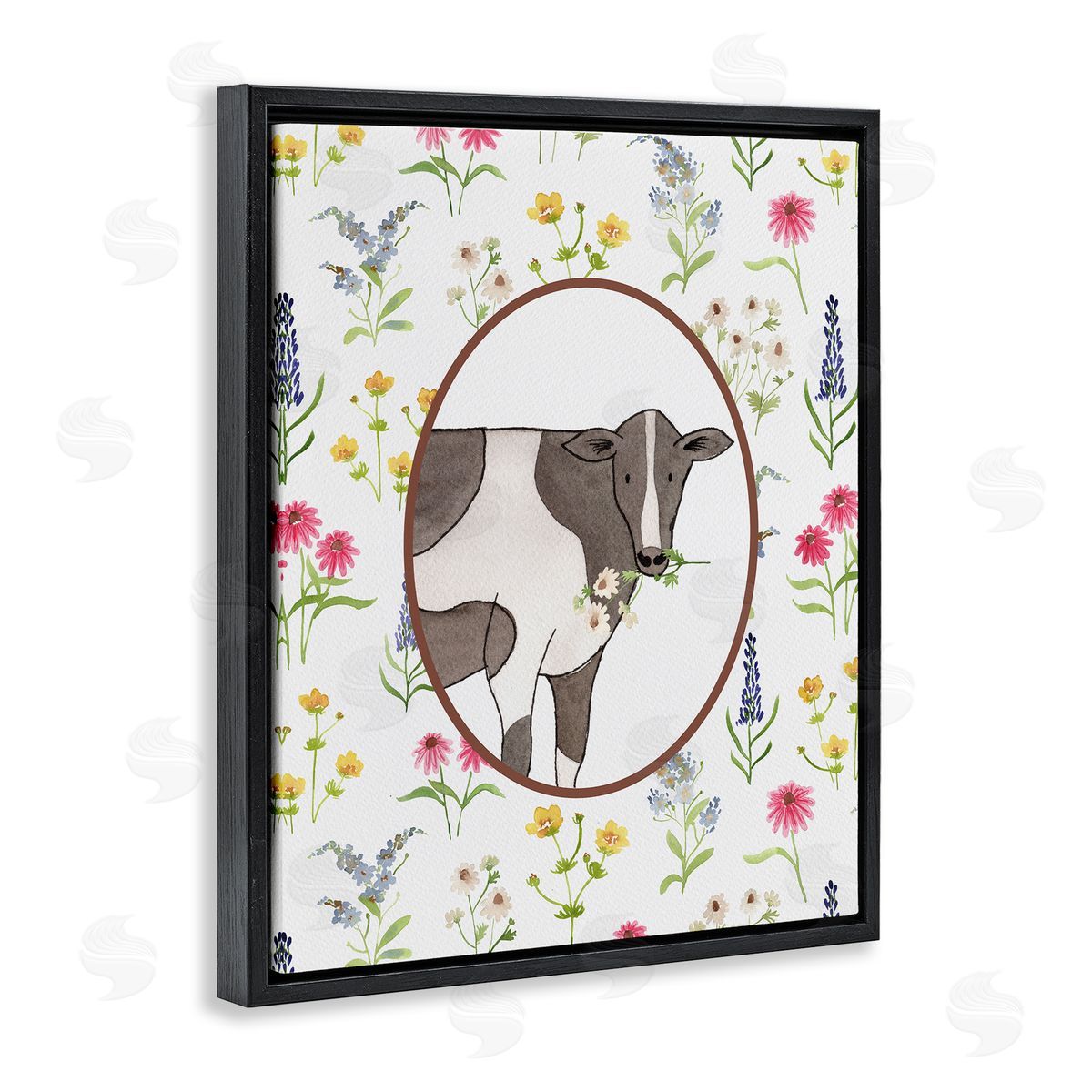 Nina Jacobs Farm Friends Cow & Herbs Canvas Wall Art Print