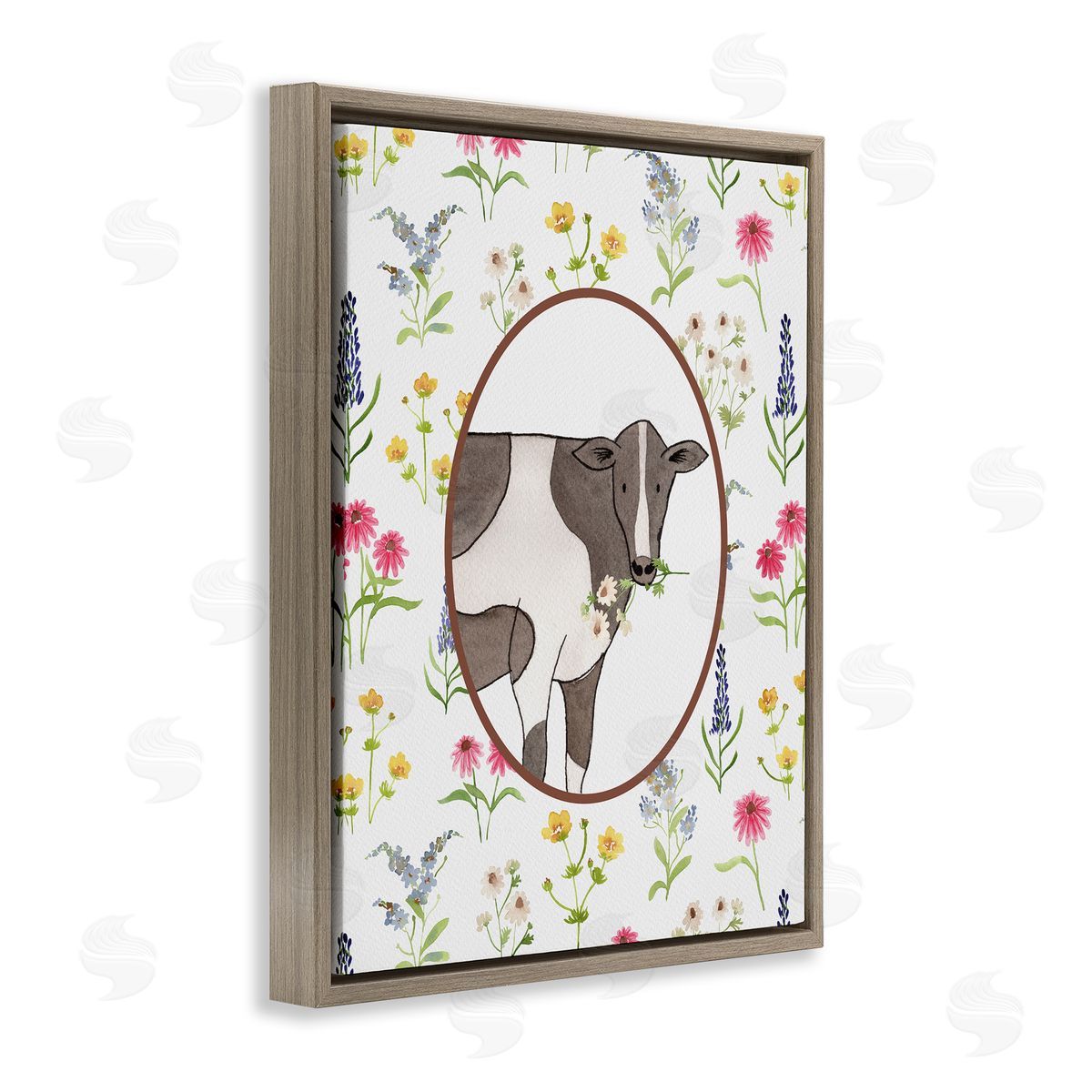 Nina Jacobs Farm Friends Cow & Herbs Canvas Wall Art Print