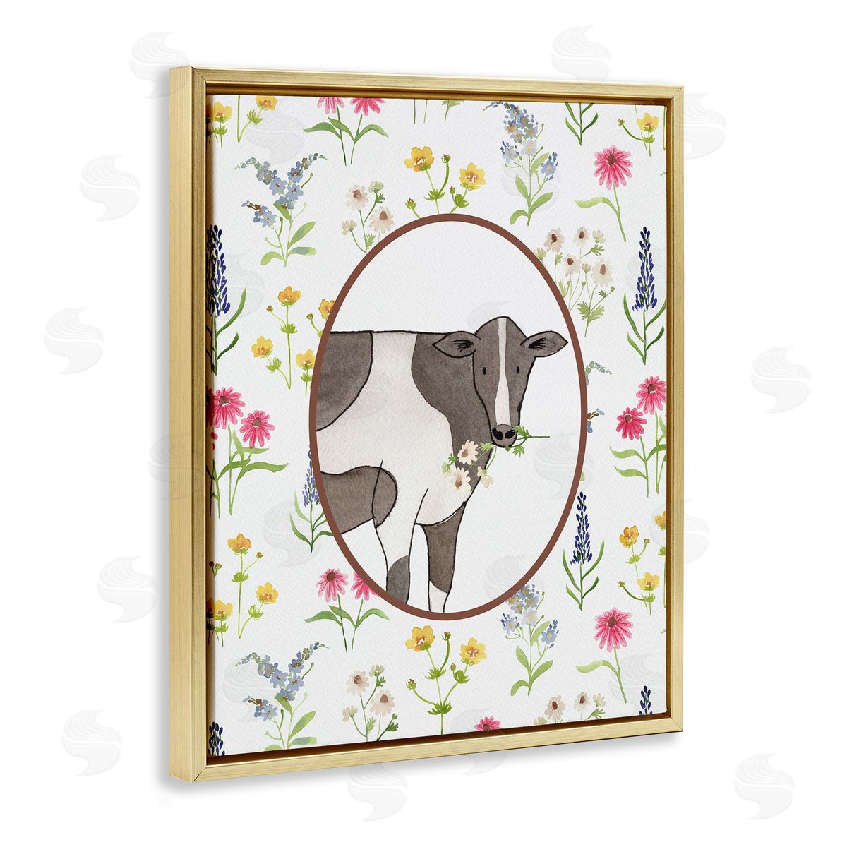 Nina Jacobs Farm Friends Cow & Herbs Canvas Wall Art Print