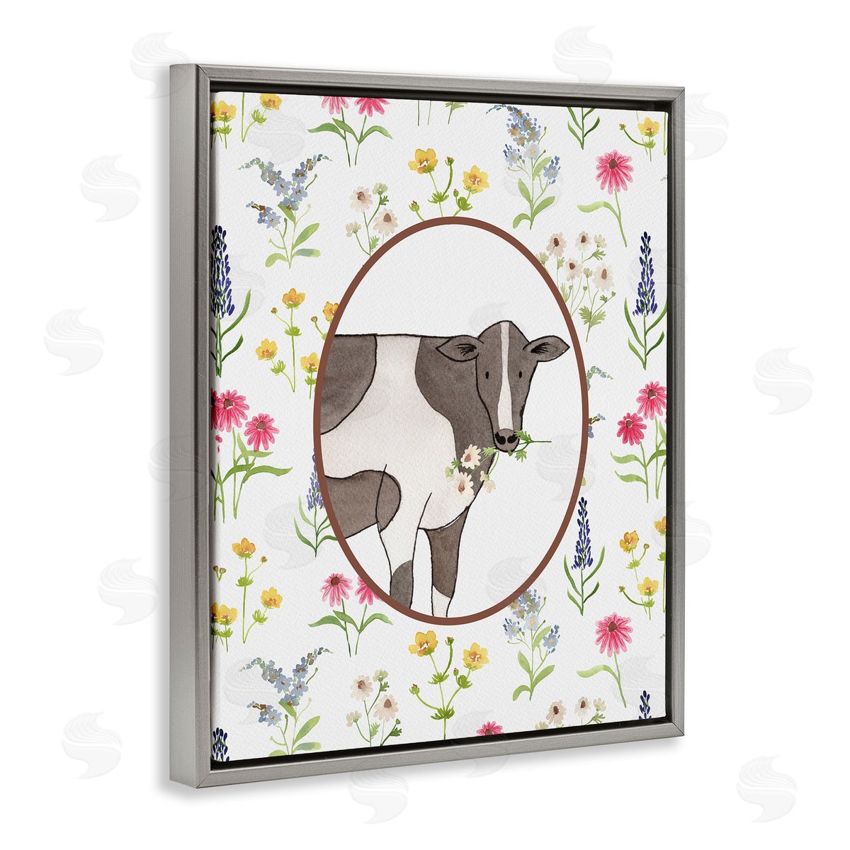 Nina Jacobs Farm Friends Cow & Herbs Canvas Wall Art Print
