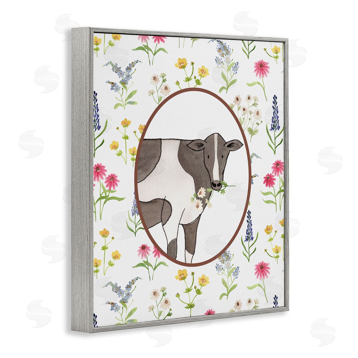 Nina Jacobs Farm Friends Cow & Herbs Canvas Wall Art Print
