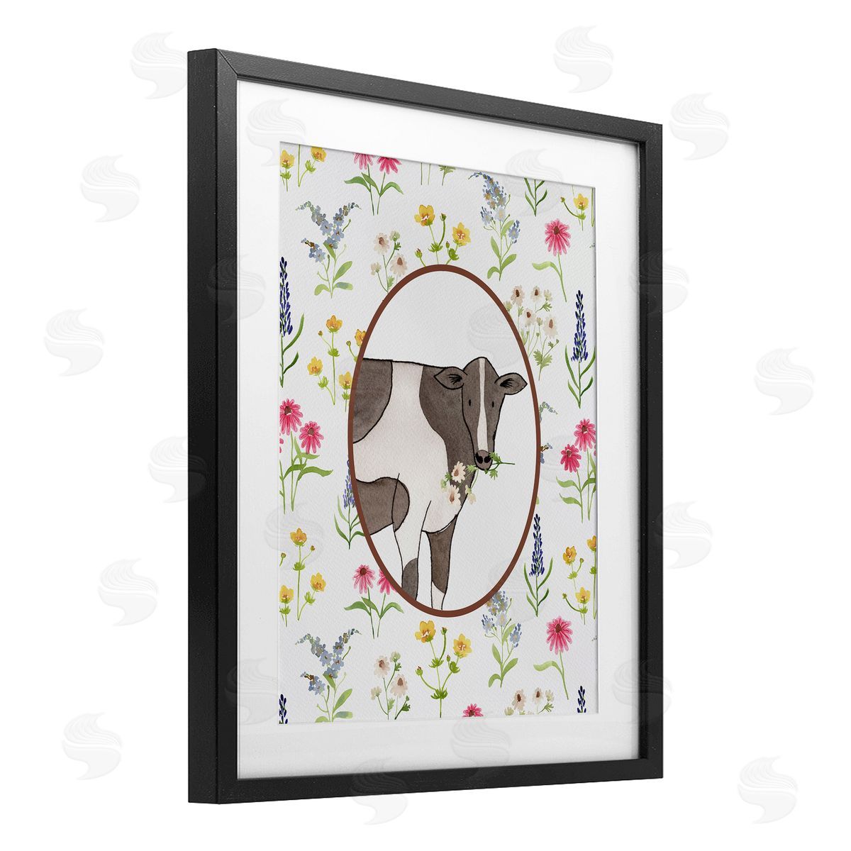 Nina Jacobs Farm Friends Cow & Herbs Canvas Wall Art Print