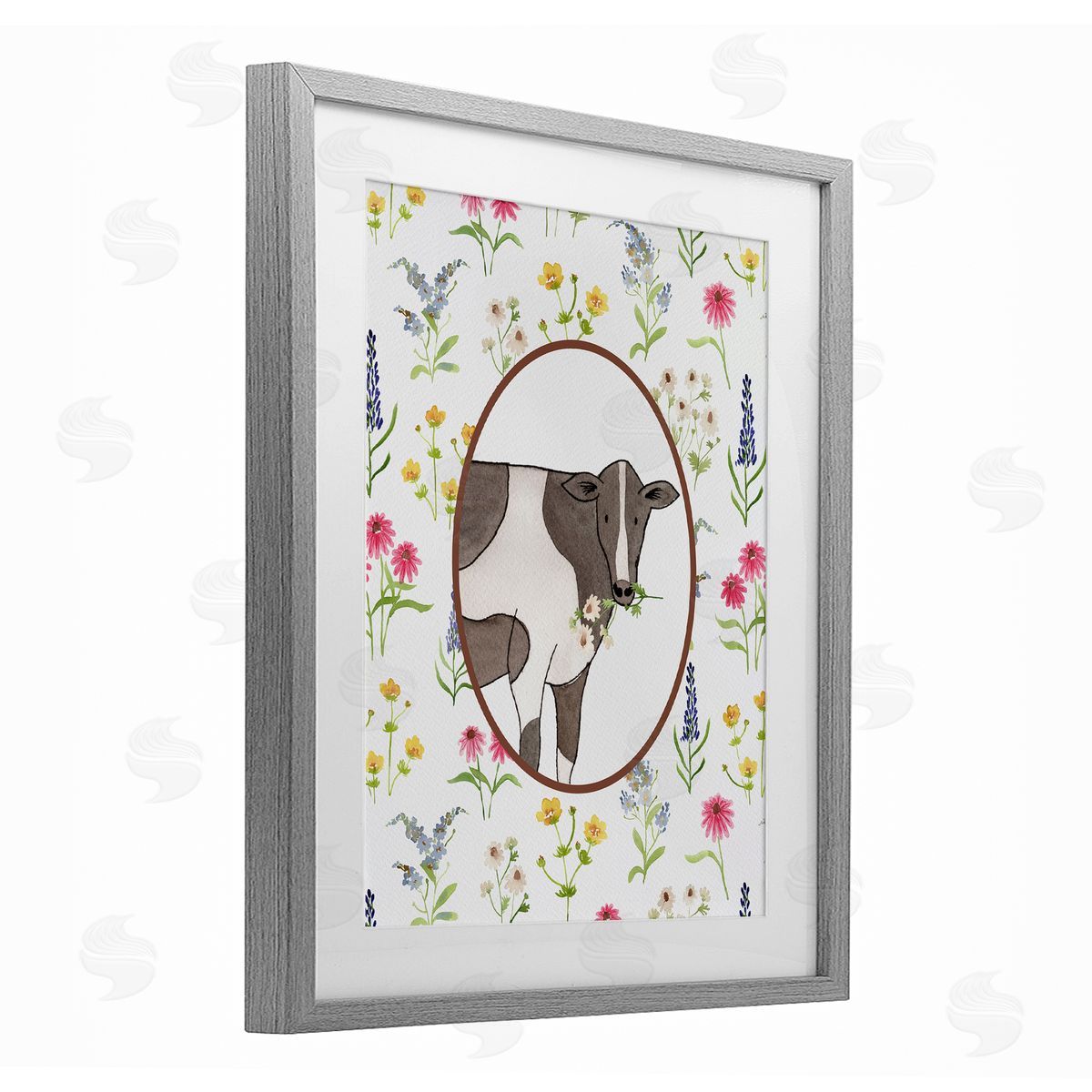 Nina Jacobs Farm Friends Cow & Herbs Canvas Wall Art Print