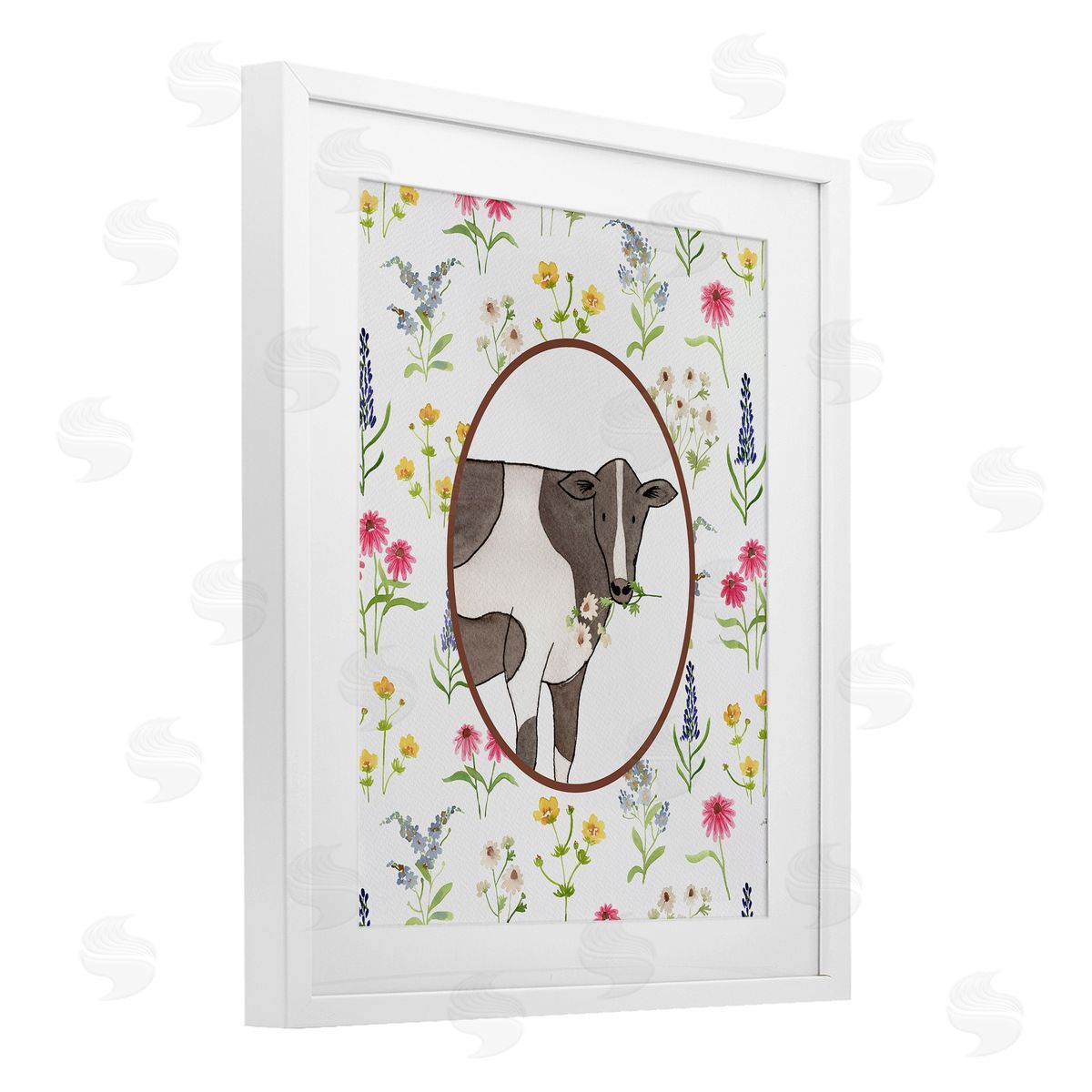 Nina Jacobs Farm Friends Cow & Herbs Canvas Wall Art Print