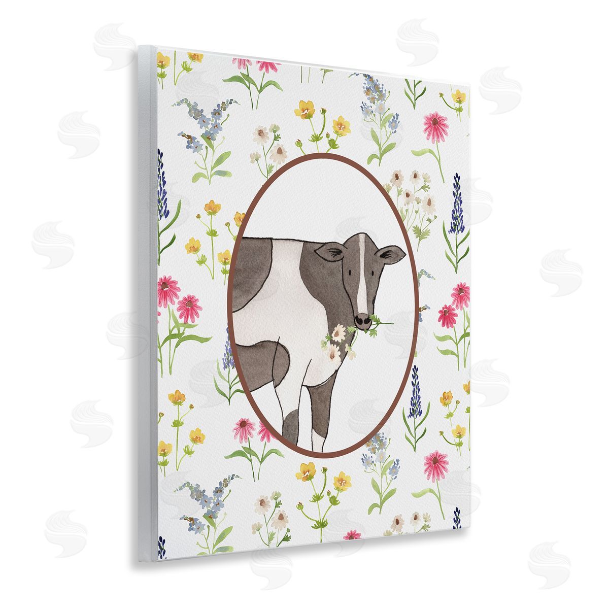 Nina Jacobs Farm Friends Cow & Herbs Canvas Wall Art Print