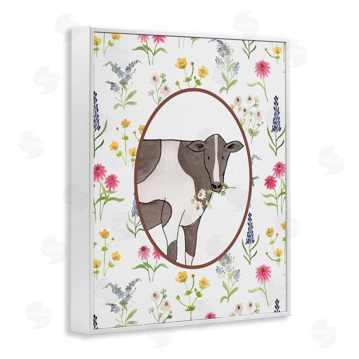 Nina Jacobs Farm Friends Cow & Herbs Canvas Wall Art Print
