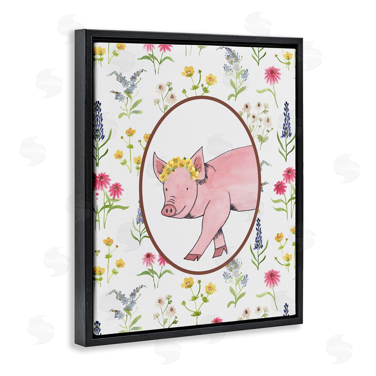Nina Jacobs Farm Friends Pig & Herbs Canvas Wall Art Print
