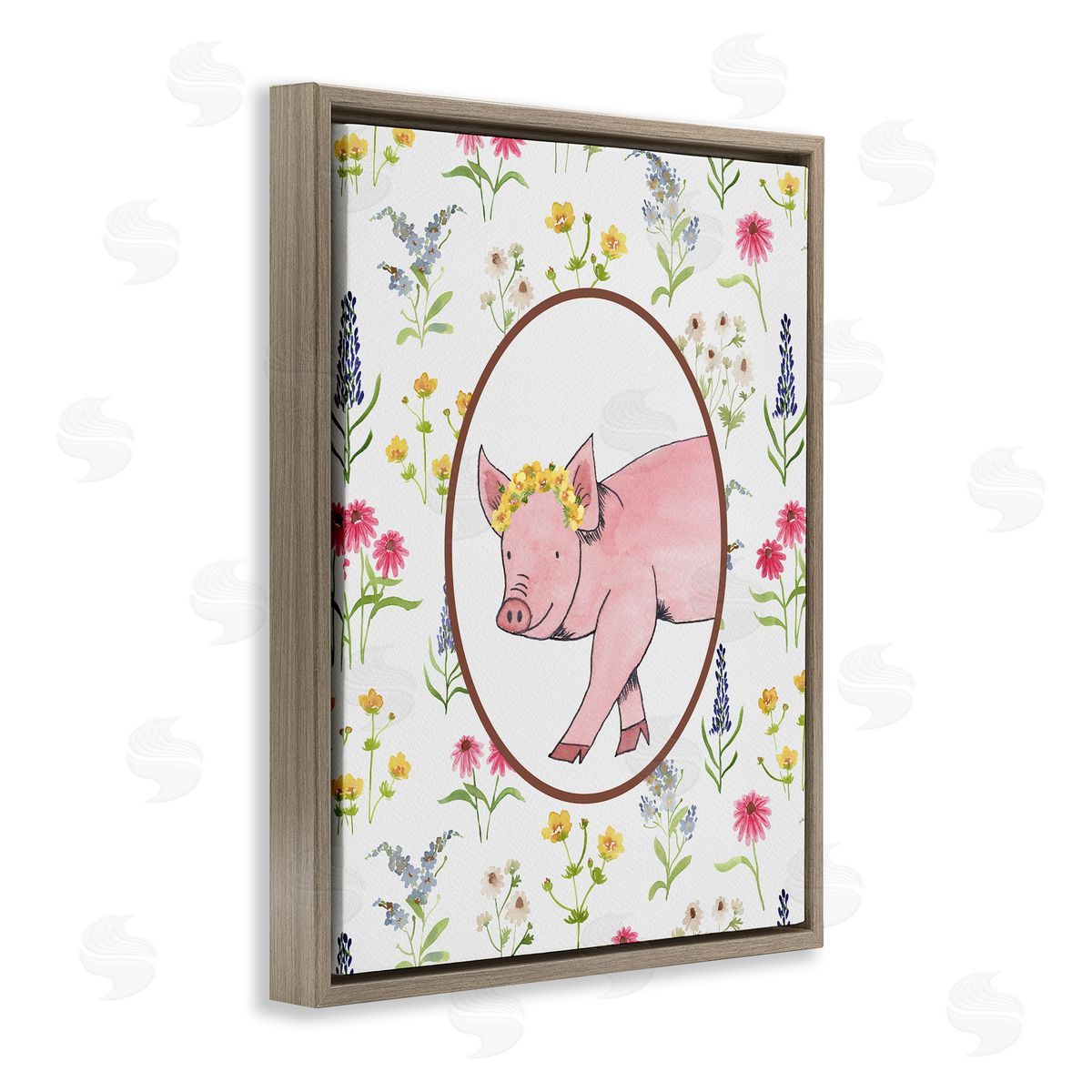 Nina Jacobs Farm Friends Pig & Herbs Canvas Wall Art Print