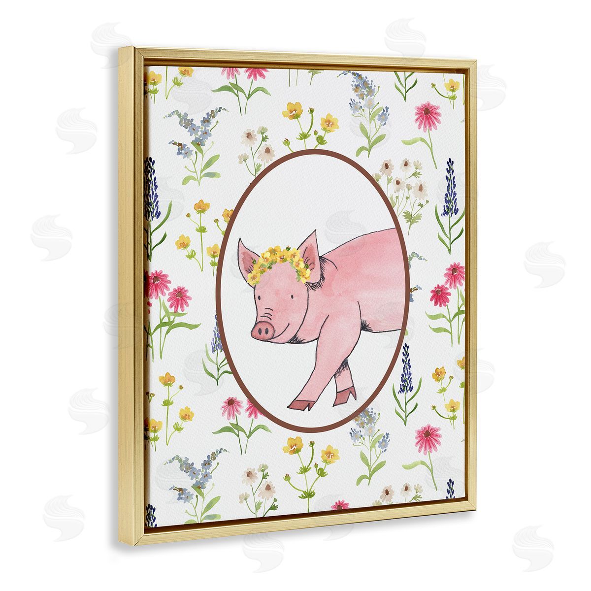 Nina Jacobs Farm Friends Pig & Herbs Canvas Wall Art Print