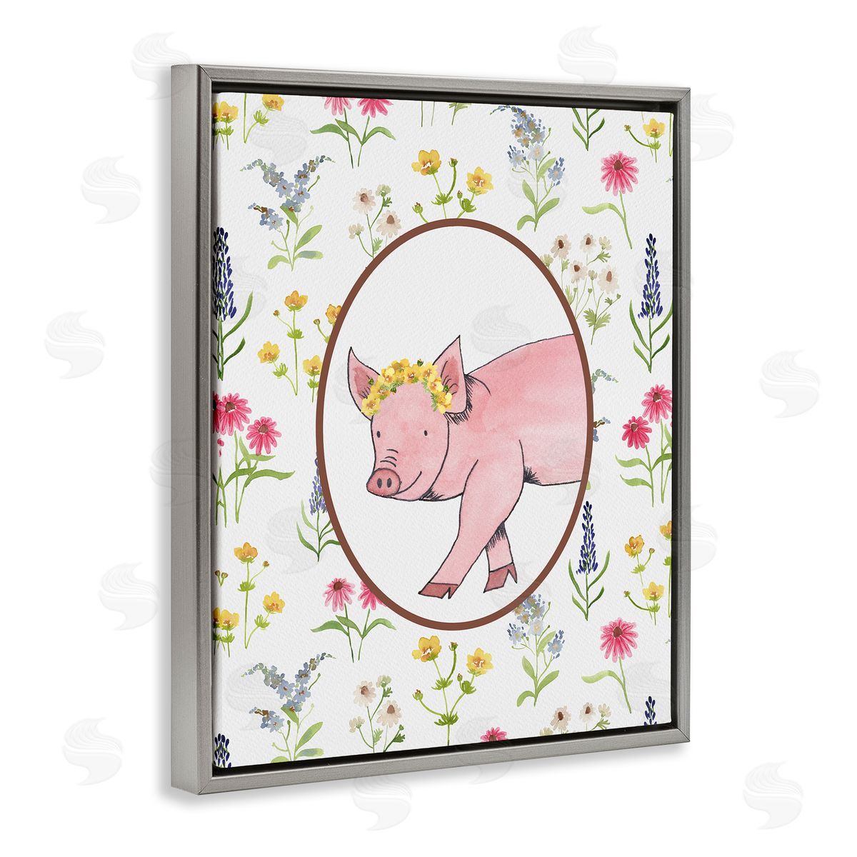 Nina Jacobs Farm Friends Pig & Herbs Canvas Wall Art Print