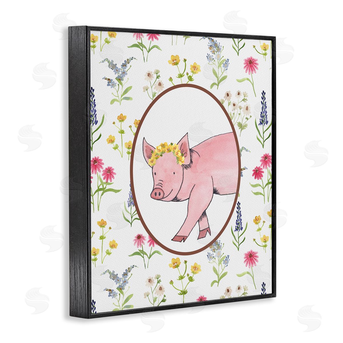 Nina Jacobs Farm Friends Pig & Herbs Canvas Wall Art Print